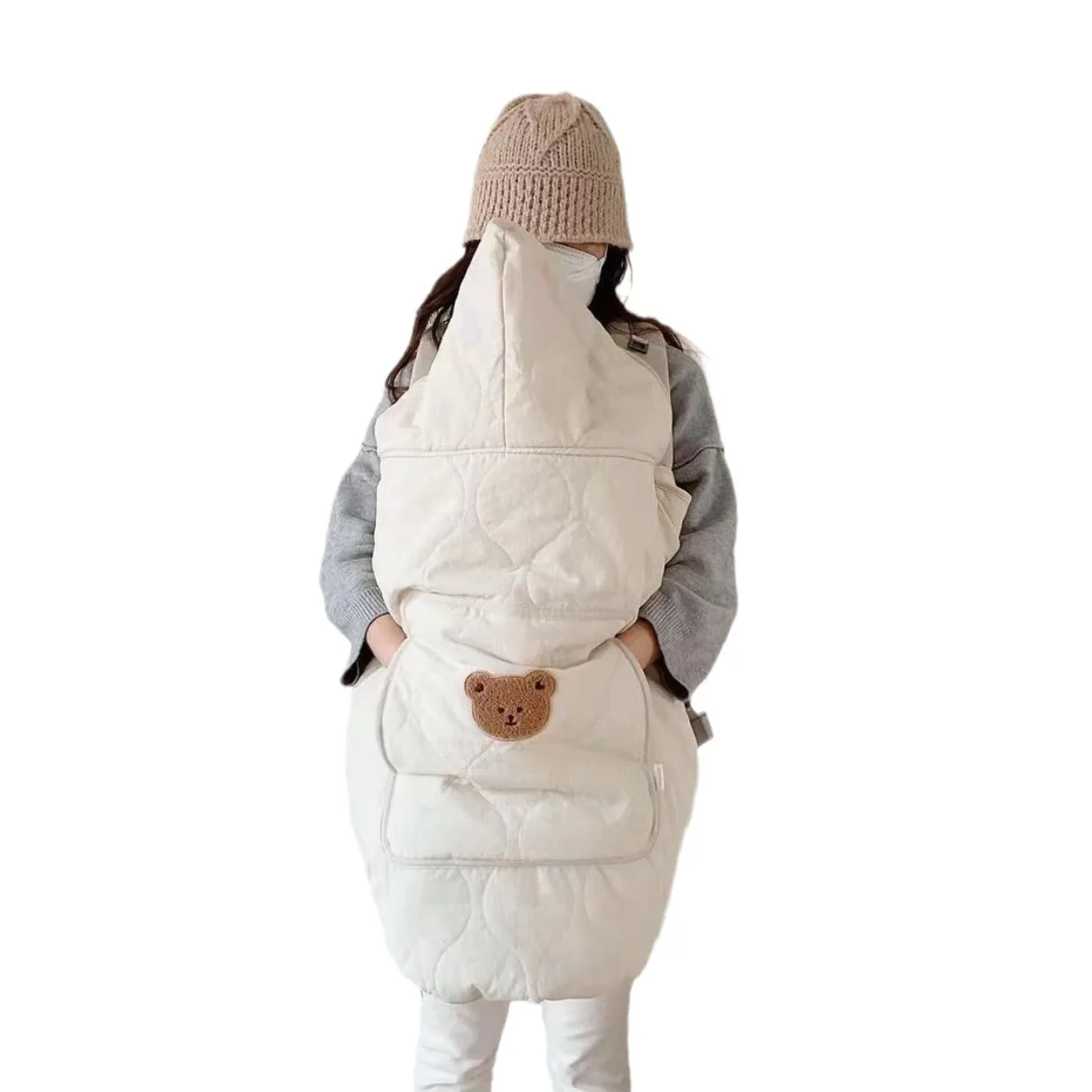 Korean Baby Hooded Cloak Cape Windproof Stroller Blanket Thicken Warmer Cartoon Bear Rabbit Baby Quilt 2