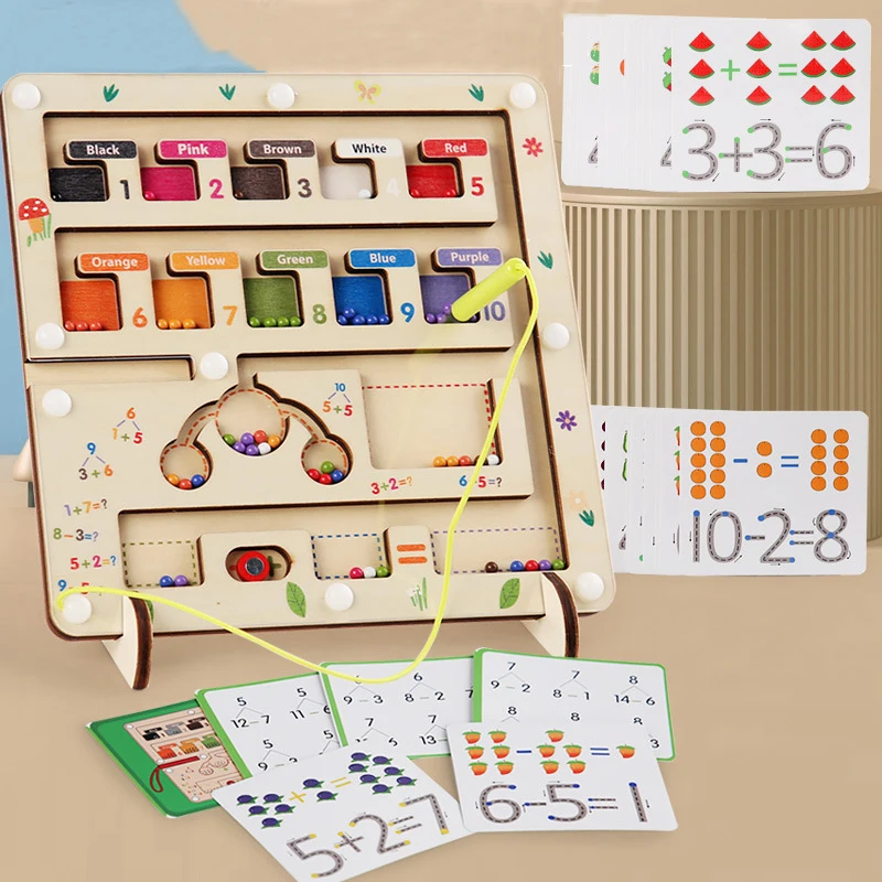 

Montessori Kids Early Education Magnetic Pen Walking Bead Counting Board Color Game Number Classification Maze Kids Puzzle Toys