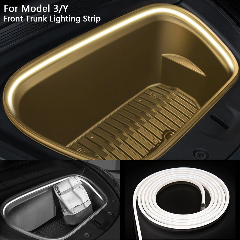 

2.5m Front Trunk Light for Tesla Model 3 Y LED Atmosphere Lamp Strips Waterproof Silicone Ambient Light Strips Car Accessories