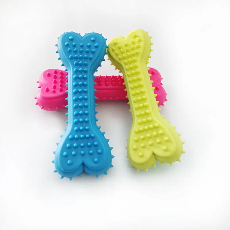 Durable Soft Rubber Chew Toy for Small Dogs - Bone Shape Teeth Grinding and Training Accessory
