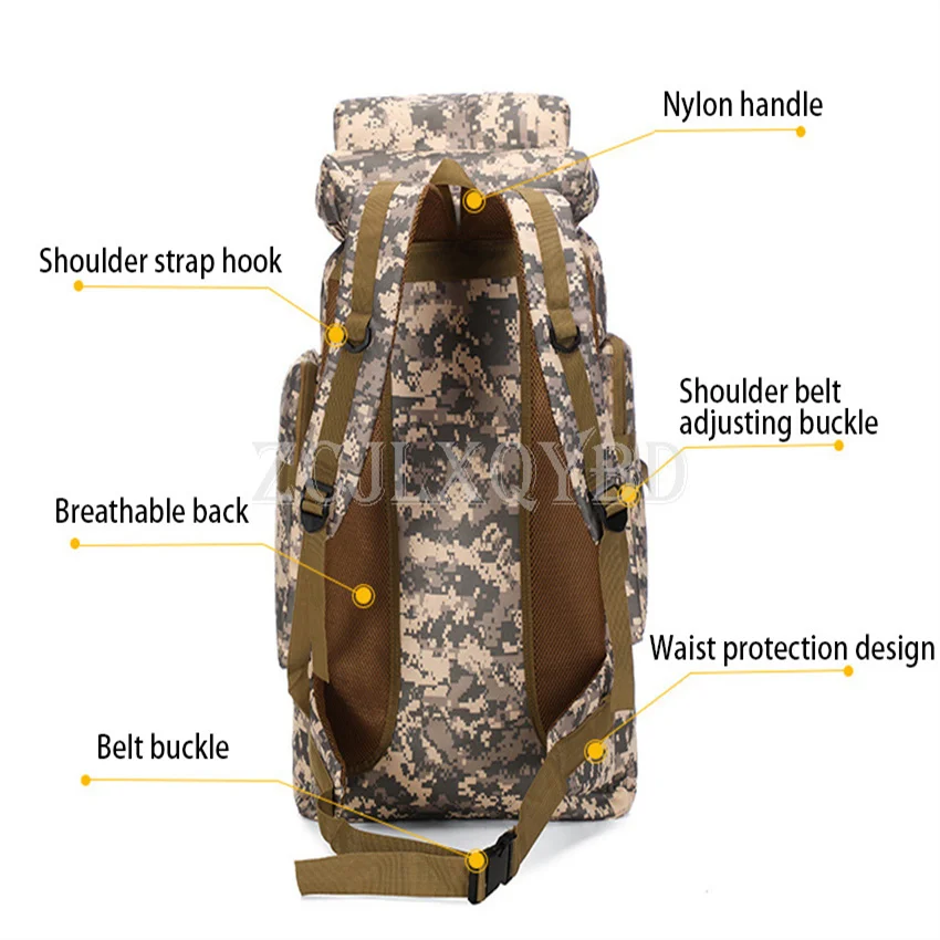 80L Large Capacity Tactical Backpack High Quality Oxford Fabric Waterproof Camping Hiking Outdoor Sports packageTraveling Bag
