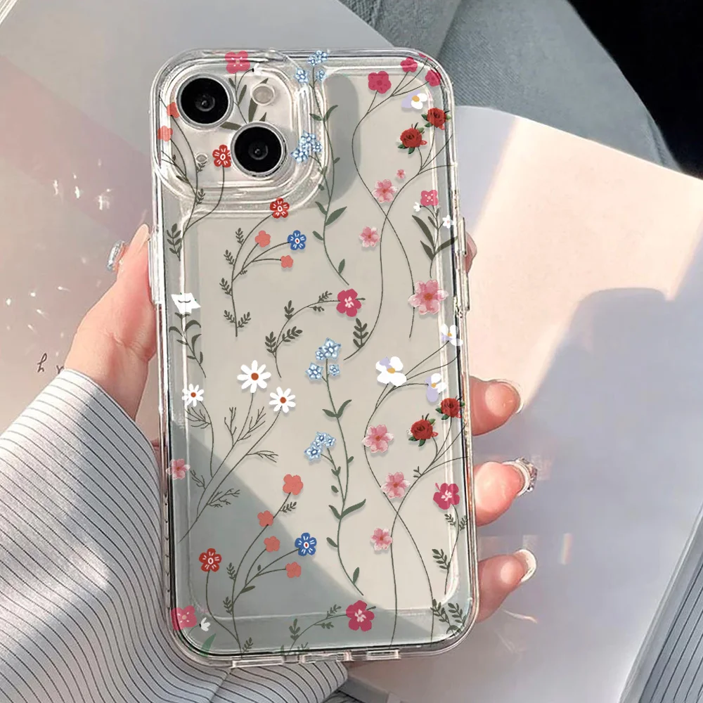 Transparent Vintage Floral Soft TPU Phone Case Cover