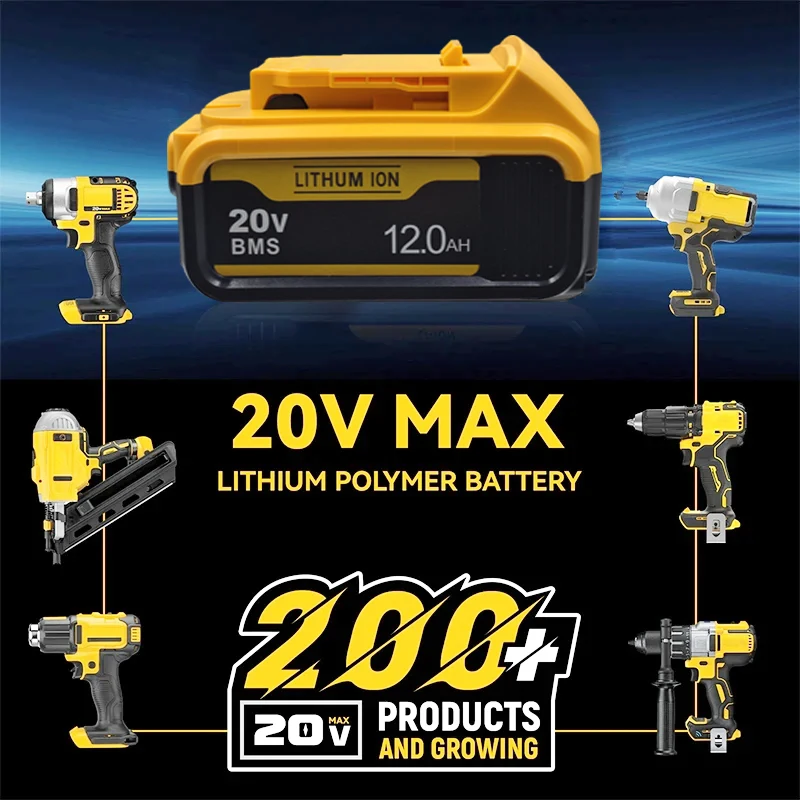 For Dewalt 20V 12.0Ah Rechargeable Battery for Dewalt Cordless Screwdriver Drill