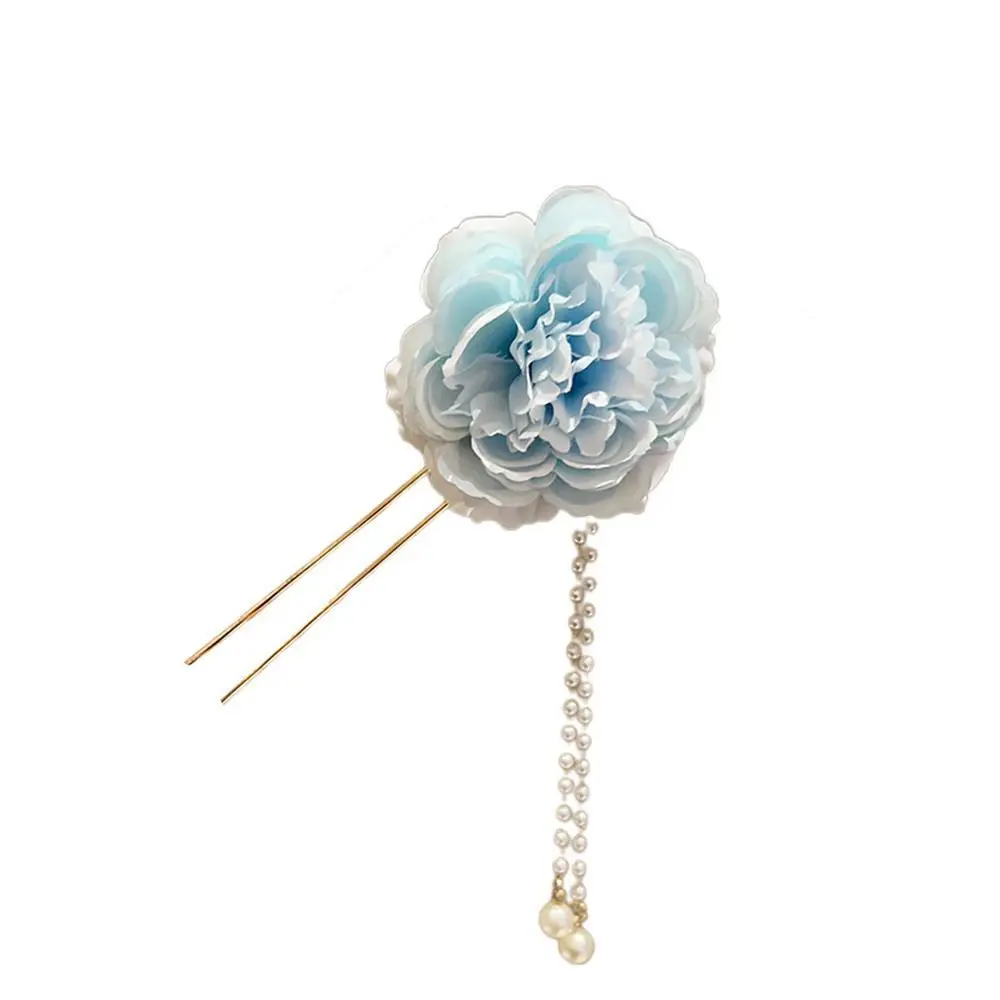 Fairy Flower Hair Clips Pearl Pendant Hairpin Chinese Hanfu Hair Accessories Children Step Shake Barrettes Retro Jewelry autumn winter kids beret hats for girls boys retro plaid children wool caps fashion new newsboy hat baby accessories