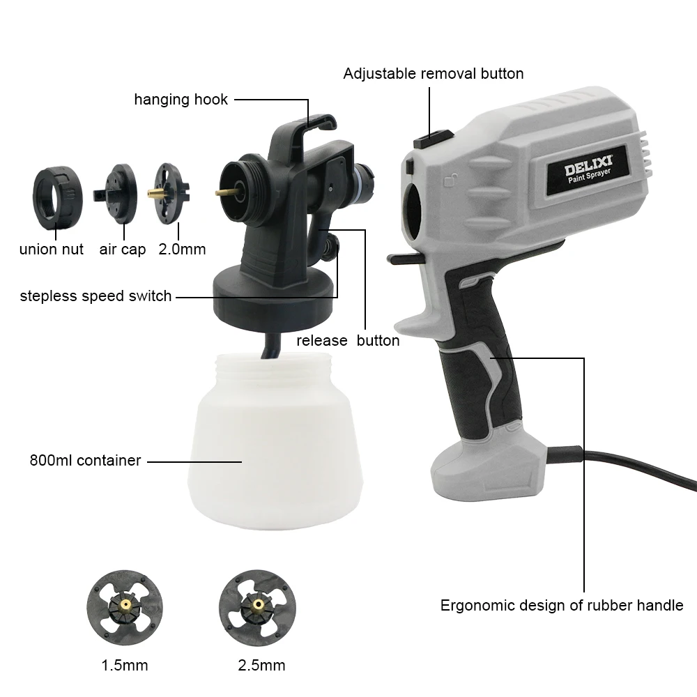 DELIXI  Ʈ й,  HVLP  ̰ , EU, US ÷ 5 ,  , DIY, 400W, 800ml
