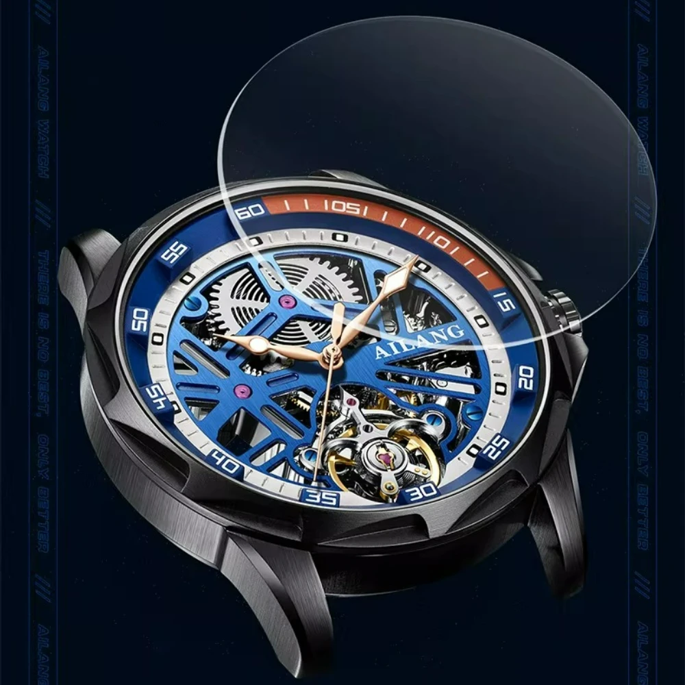 AILANG Luxus Herren Automatik-Mechanische Uhr Skelett Tourbillon Armbanduhr Wasserdicht Sport Mode Casual Zeitmesser für Männer – Detail 13