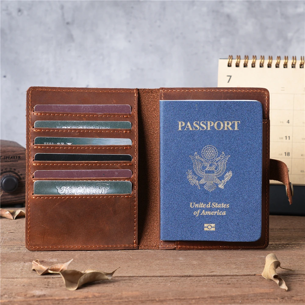 

High Quality Cowhide Leather Passport Covers Document Cover Travel Passport Holder ID Card Air Ticket Holder Travel Acceessory