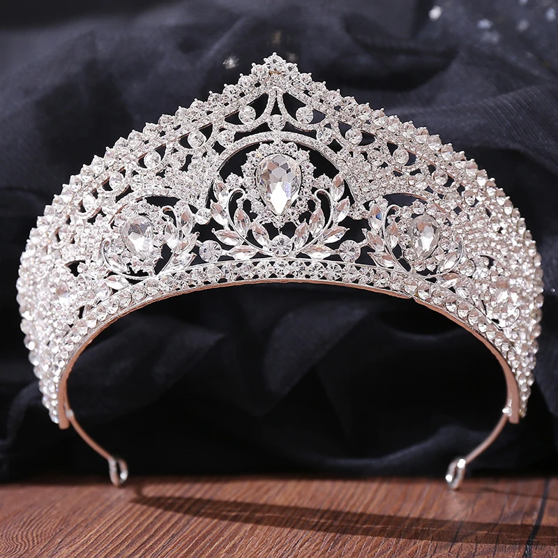 Luxury Baroque Crystal Bridal Crown Jewelry Wedding Bridal Queen Princess Prom Rhinestone Tiaras Crown Medieval rhinestone decor shawl elegant bridal shawl sheer mesh rhinestone embellished v neckline for wedding prom special occasions