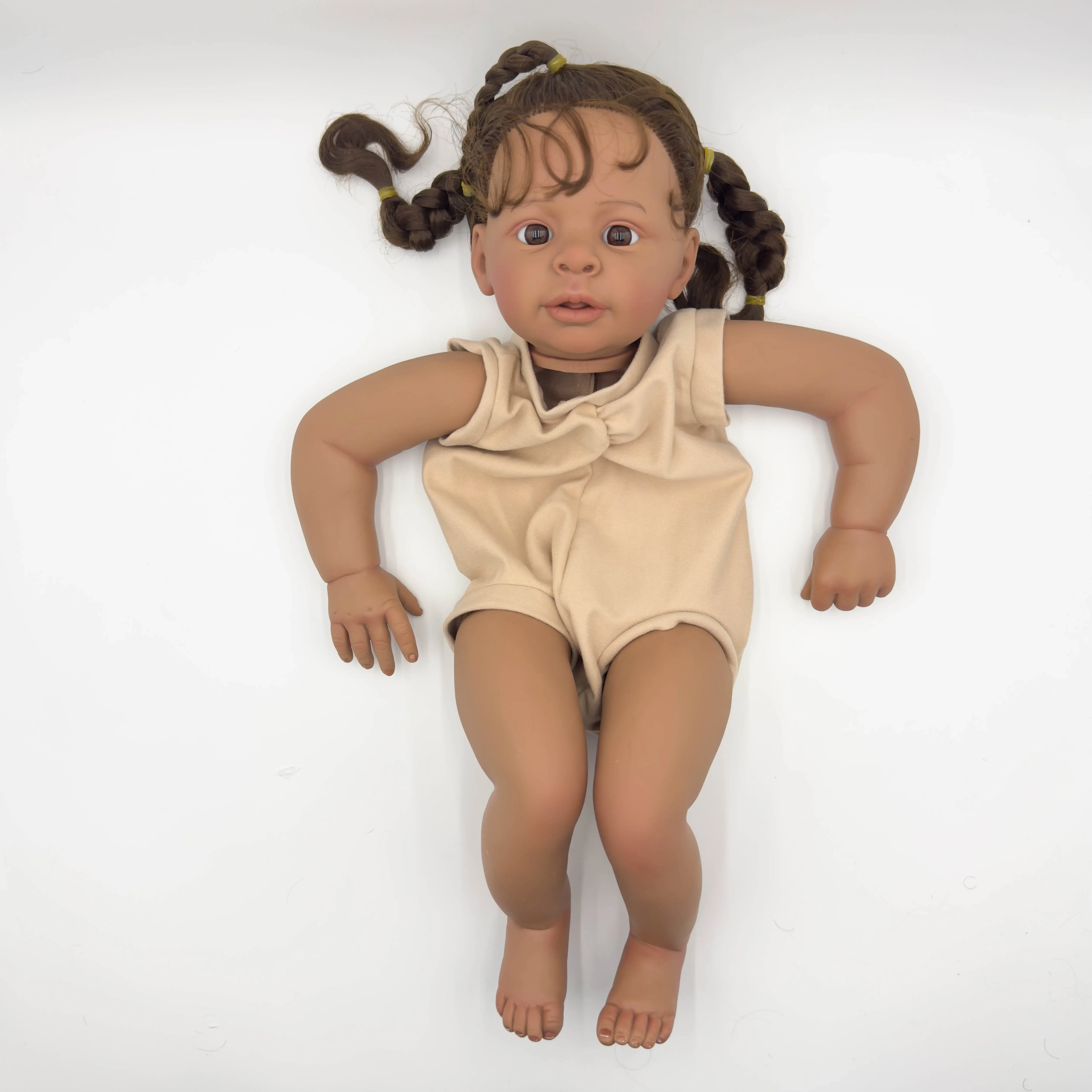 

NPK 24inch Jaylan Lifelike Unfinished Reborn Doll kit painted Doll kit Doll parts with Long Brown Curly hair