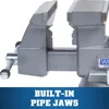 Reversible Bench Vise 8" Jaw Width 9-1/4" & 14-1/2" Jaw Opening, 4-3/4" Throat Dual lockdowns and a 360° swivel base 5