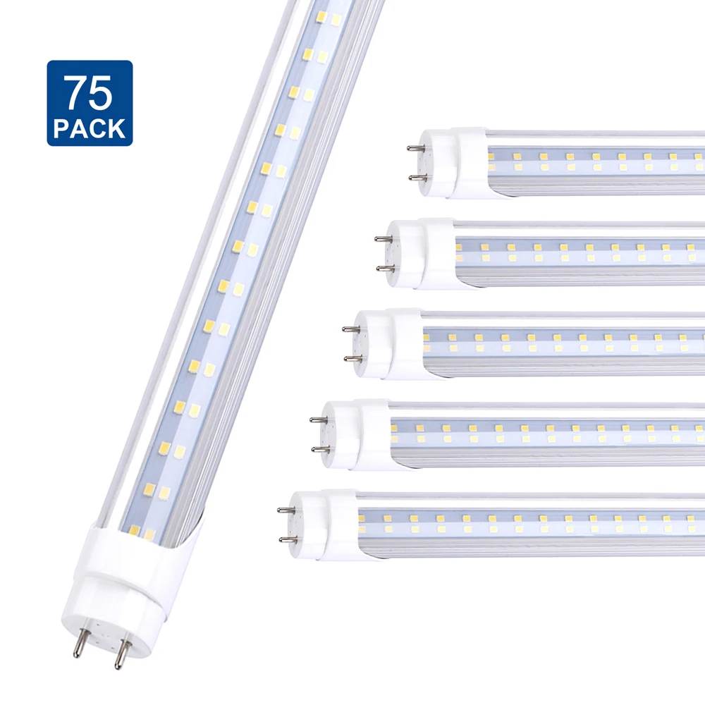 

75 Pcs T8 4FT G13 Bi Pin Led Tube Light Bulbs 6000K 85-277V 2.4M 4Foot T12 4' 2 Pin Led Shop Light 120V 110V