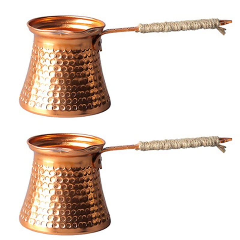 

2X Turkish Coffee Pot Coffee Maker Moka Pot 3 Person 200 ML Copper Handmade High Quality Decorative Gift Accessory