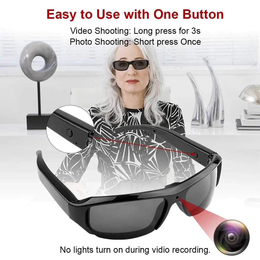 Wearable HD 1080P Mini Glasses Camera Portable Outdoor Security Sports DV DVR Video Recorder Surveillance Camcorder For Driving 2