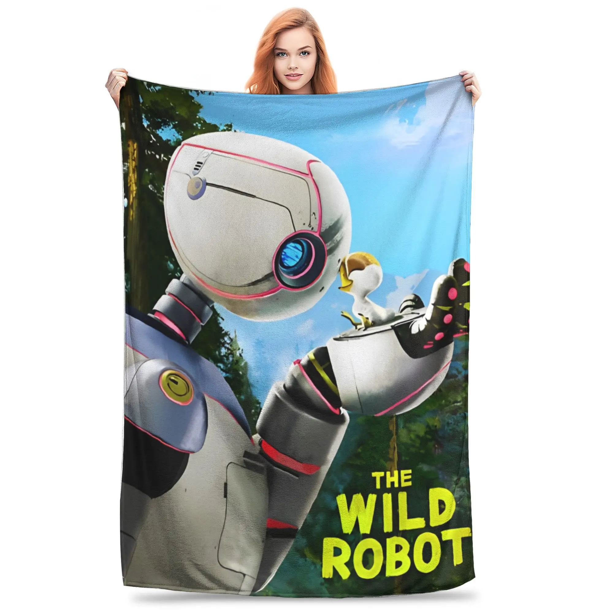 The Wild Robots Blanket 2024 New Cartoon Fuzzy Throw Blankets Bedroom Sofa Decoration Soft Warm Breathable Rug Piece 4