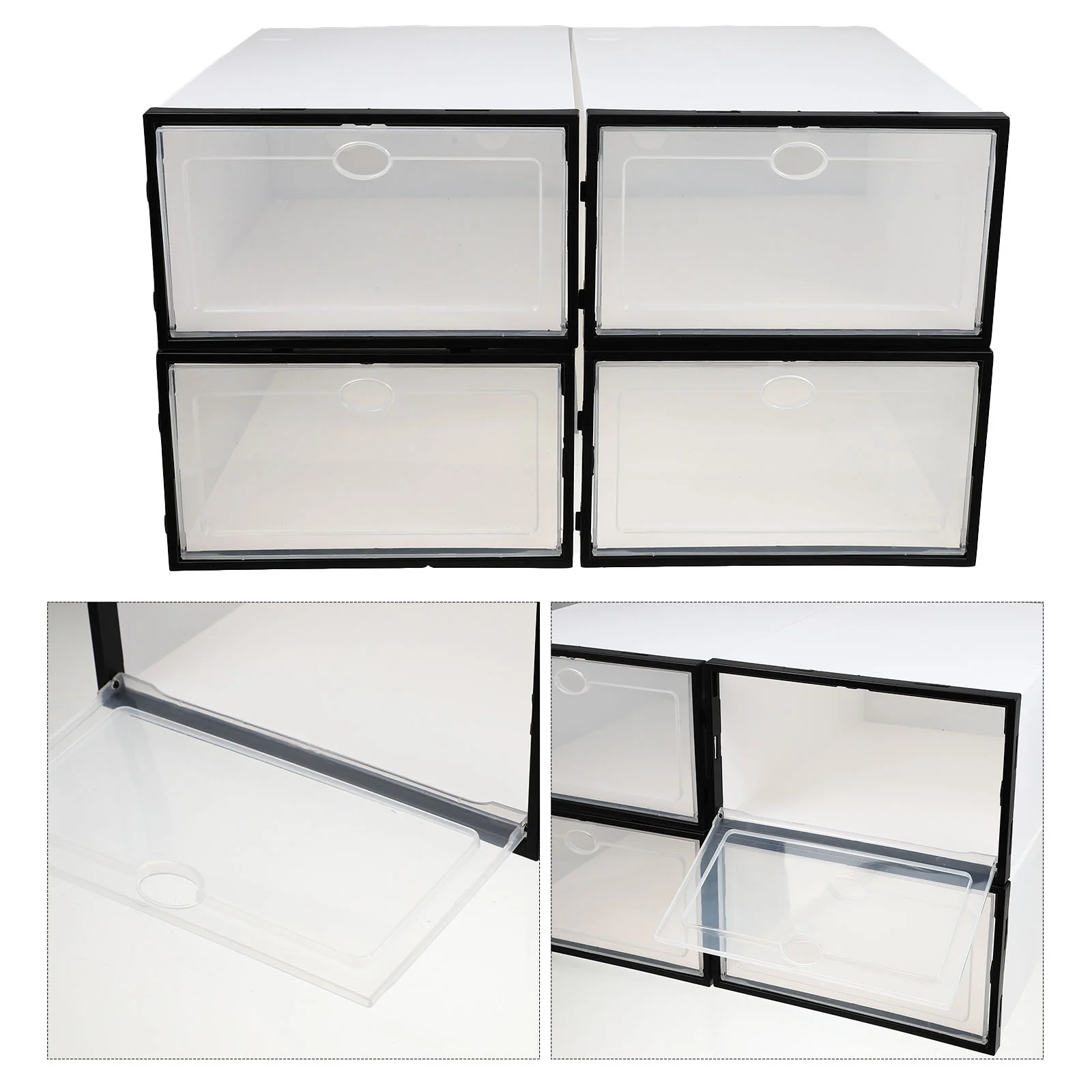 

4 Pcs Shoe Box Storage Containers Plastic Bins Shoeboxes Cases Shoes Holders Men Women Collapsible