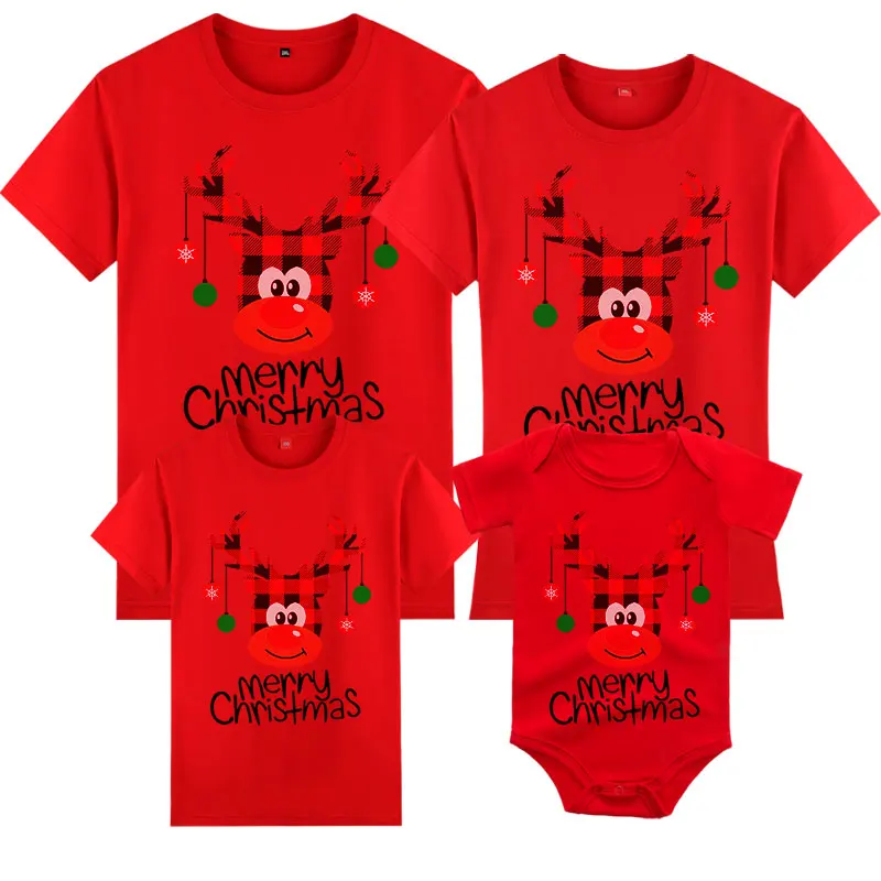 thumbnail image 1 of Ropa a juego para la familia con Feliz Navidad, camiseta para madre, padre, hija, hijo, adultos, niños, mameluco para bebé, camisetas de algodón de manga corta, 1 of 5