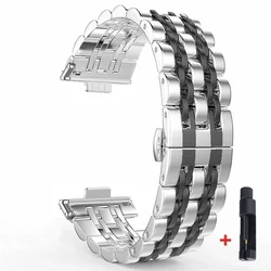 Stainless Steel Metal Strap Bracelet - Huawei Fit 3 4 5 (Silver Black)