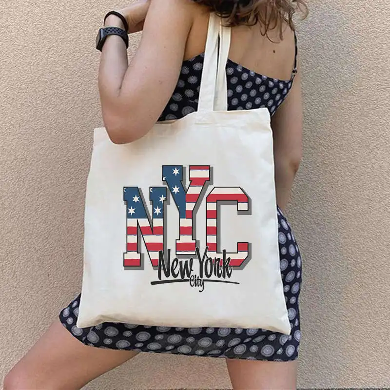 

NYC Shopper Bag Letter printing New York City Canvas Bag Handbag Shoulder Casual Shopping Bags Graphic tote bags for women