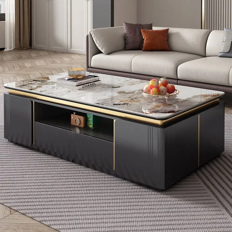 

Light luxury coffee table, TV cabinet, combination household modern living room, large apartment, new Pandora rock slab coffee t