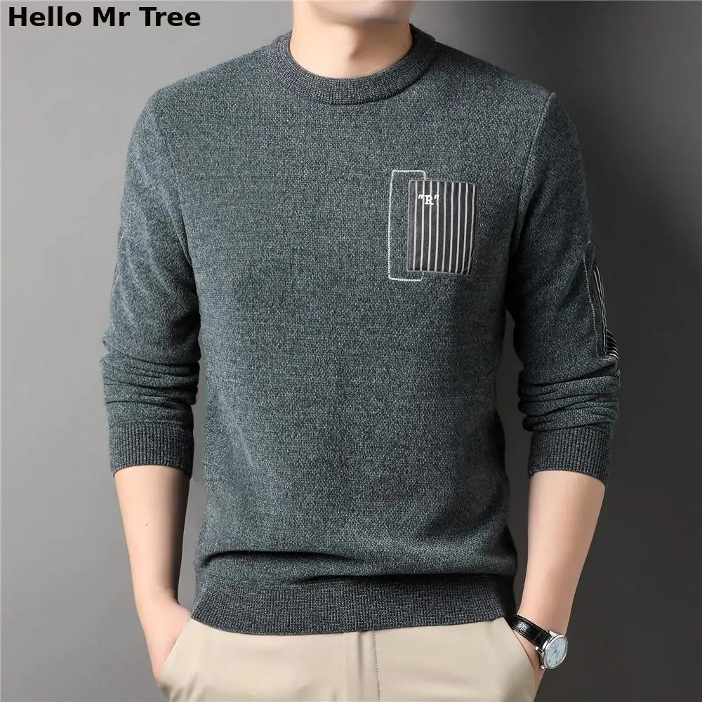 

O-Neck Fleece Thick Sweater Men Clothing Autumn Winter New Arrival Warm Soft Knitwear Pullover Homme Jersey