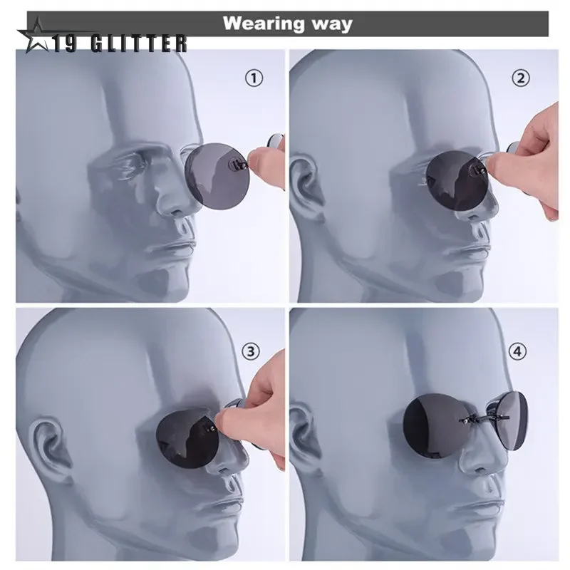 Clip On Sunglasses Clip On Nose Glasses Round Rimless Matrix Morpheus Sunglasses Mini Frameless Vintage Men Eyeglasses UV400