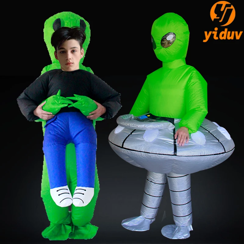 

Alien Inflatable Costume Mascot Set UFO Alien Embracing Adult Children Size Holiday Party Role Play Stage Show Halloween