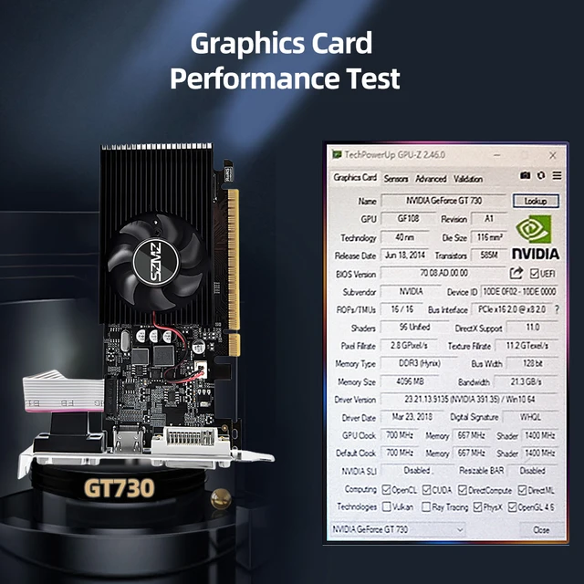 GT730 4GB DDR3 128Bit Graphics Card with HDMI VGA DVI Port PCI-E2.0 16X Computer Graphics Video Card GT730 GT610 for Office/Home 4