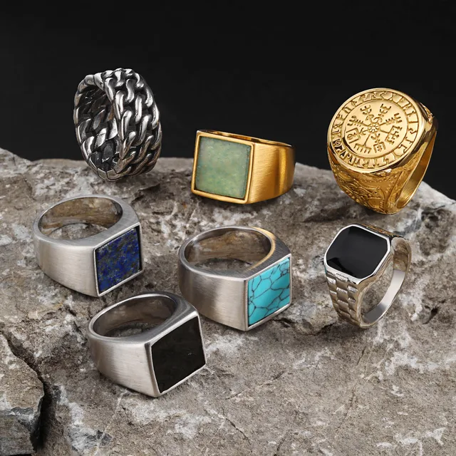 91603-7ad8c9.jpg Bagues en pierre naturelle Vintage Punk Cool pour hommes, bagues chevalières géométriques en acier inoxydable, cadeau de bijoux de doigt ethnique rétro élégant