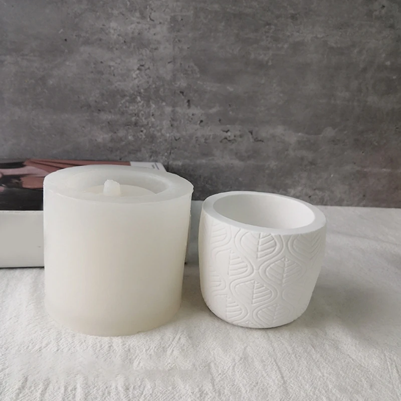 Leaves Barrels Flower Pot Silicone Mold Epoxy Resin Casting Succulent Pot Mold