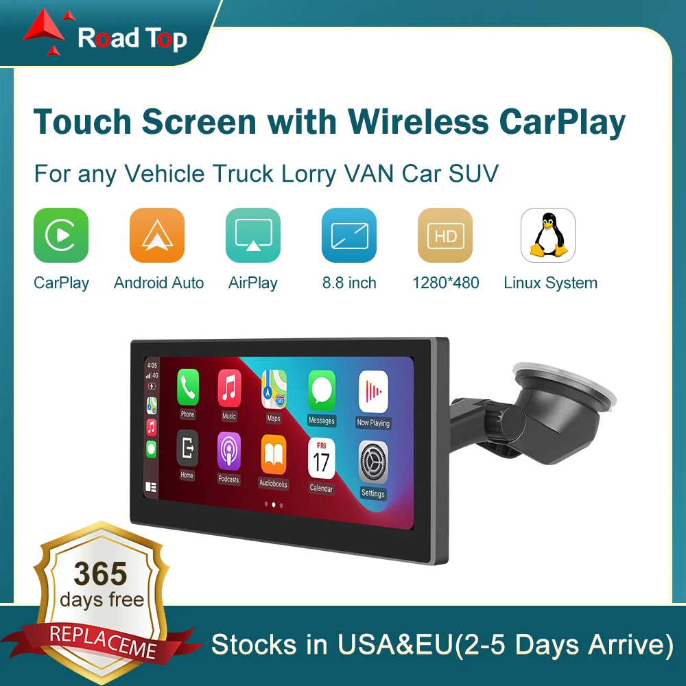 Road Top Touch Screen of Linux with Wireless CarPlay Android Auto Air