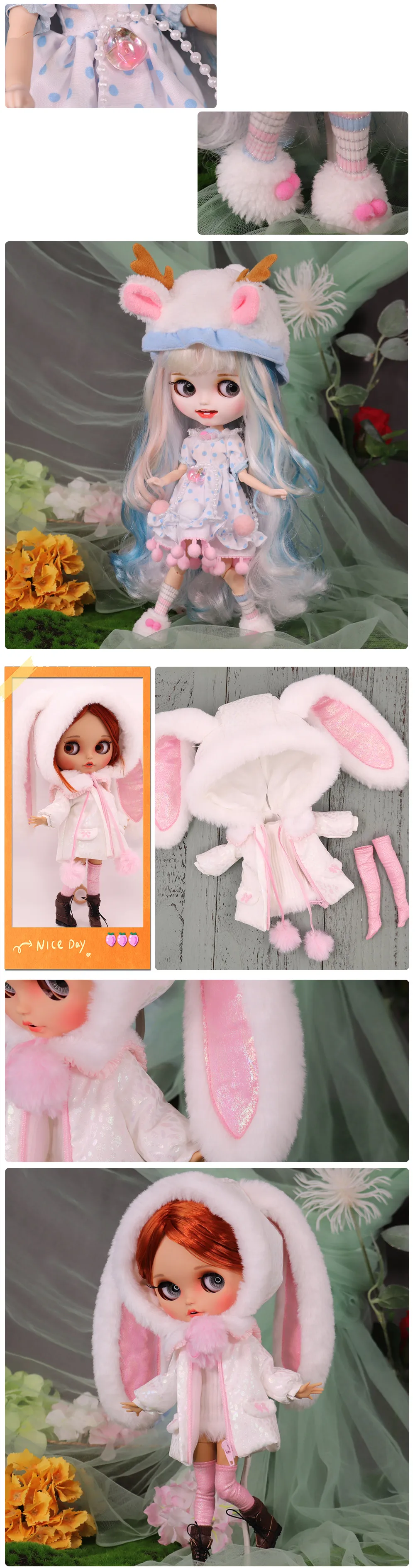 Outfits für eisige dbs blyth Puppe kawaii Mantel weiß süße Kleidung Anzug bjd Anime Mädchen – Detail 4