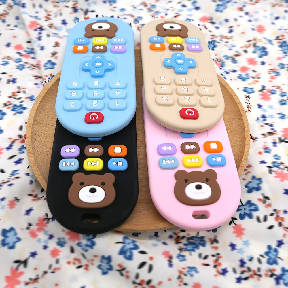 children's remote control teethers silicone anti-feeding simulation remote control teethers food-grade soothing toys