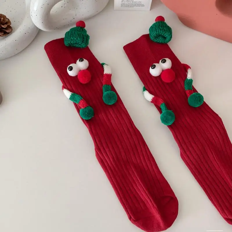 Cute Magnet Socks Elastic Soft Cartoon Hand Socks Holiday Gift Comfortable Funny Christmas Supplies Gift For Winter Valentine's christmas stockings