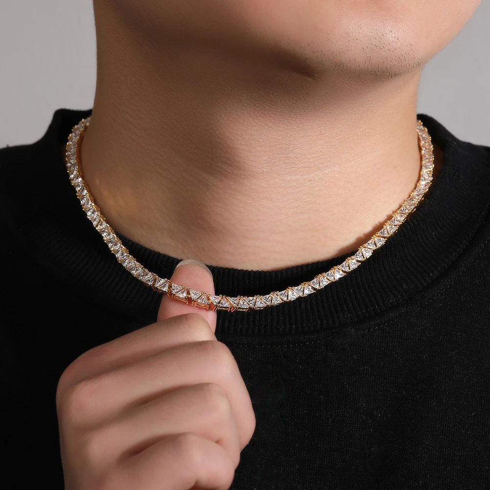 UWIN Triangle Tennis Chain Necklace Full Iced Out CZ Cuban Chain Cubic Zircon Fashion Luxurious Choker HipHop Jewelry