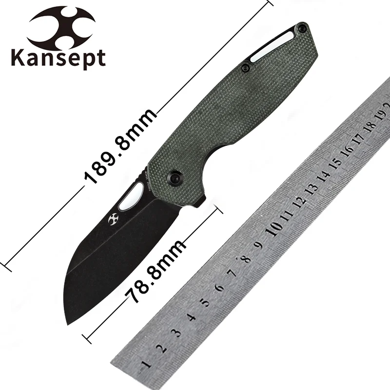

Складные ножи kansepмодель 6 T1022A2, лезвие из черной потертой глины 154 см с зеленой ручкой из микрокарты для охоты, кемпинга, повседневного ношения
