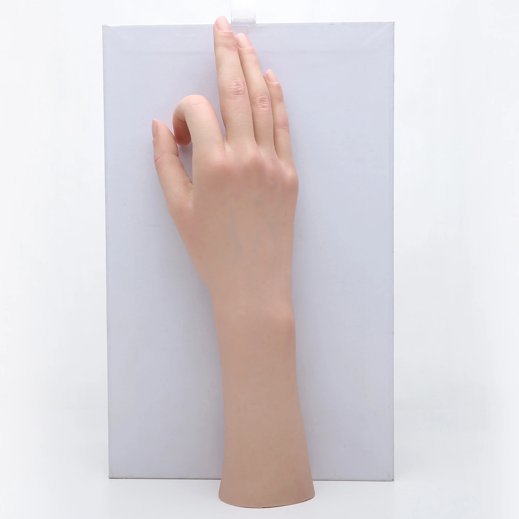 Hohe Simulation Silikon Praxis Hand Modell Mit Flexible Finger Gelenke Biegsame Hände für Schmuck Display Nagel Praxis ZDW803 – Detail 2