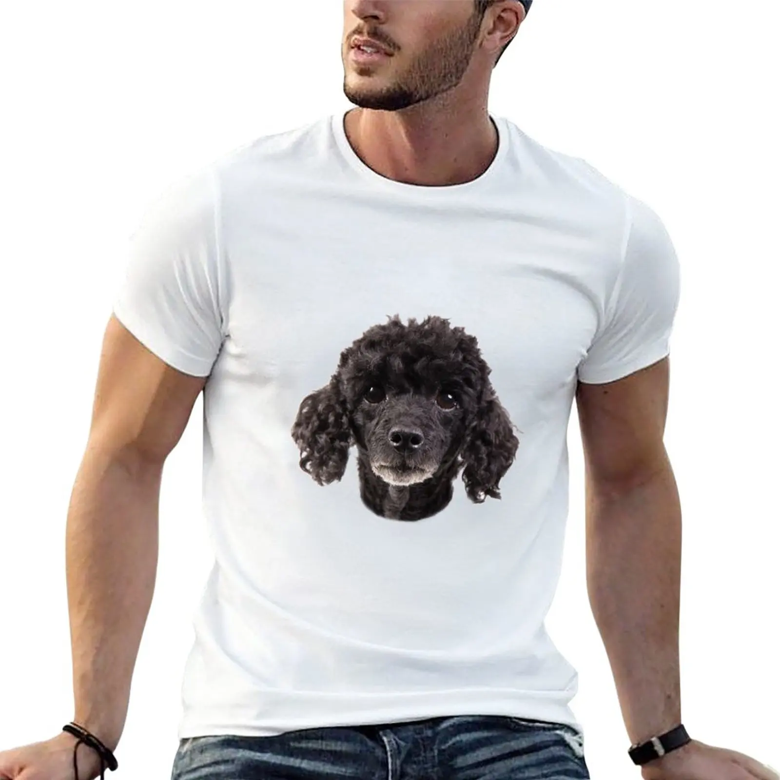 cute little poodle T-Shirt Short sleeve funny t shirts Short sleeve tee plain white t shirts men