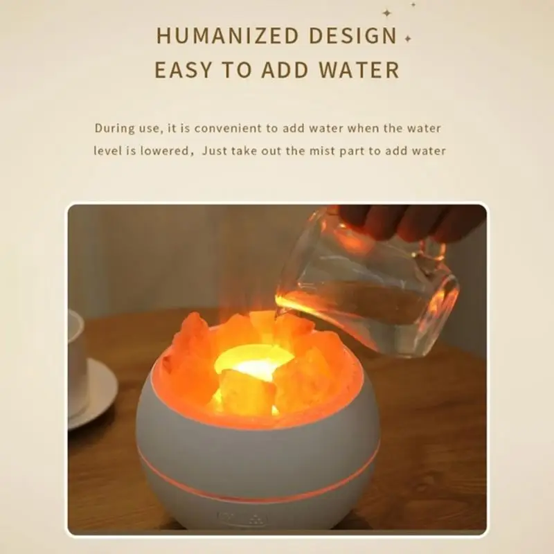 

Humidifier Creative Rock Colorful Flame Aromatherapy Machine USB Home Bedroom Humidifier Desktop Small Humidifier For Bedroom