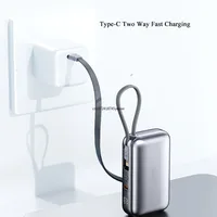 Mini batterie externe 10000mAh 22.5W PD20W, charge rapide bidirectionnelle, chargeur Portable, batterie externe, câbles intégrés, nouveau 6