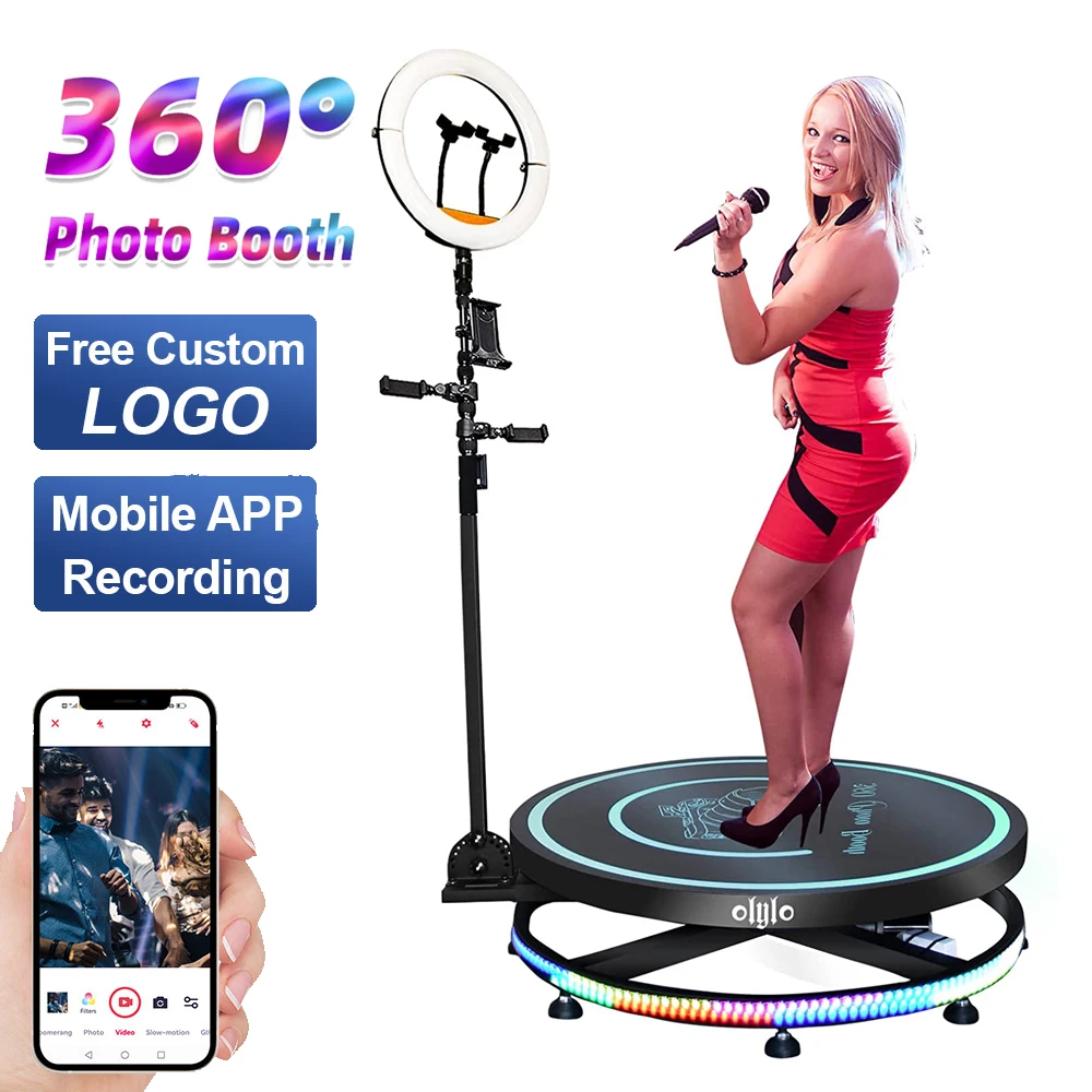 

360 Photo Booth Rotating Machine For Events With Free Logo Customization Automatic Spin Control Wedding Parties 360 Video Booth