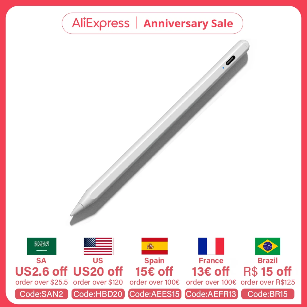 For iPad Pencil with Palm Rejection Tilt,for Apple Pencil 2 1 Stylus Pen iPad Pro 11 12.9 Air 4/5 7/8/9/10th mini 5 6 2018-2023
