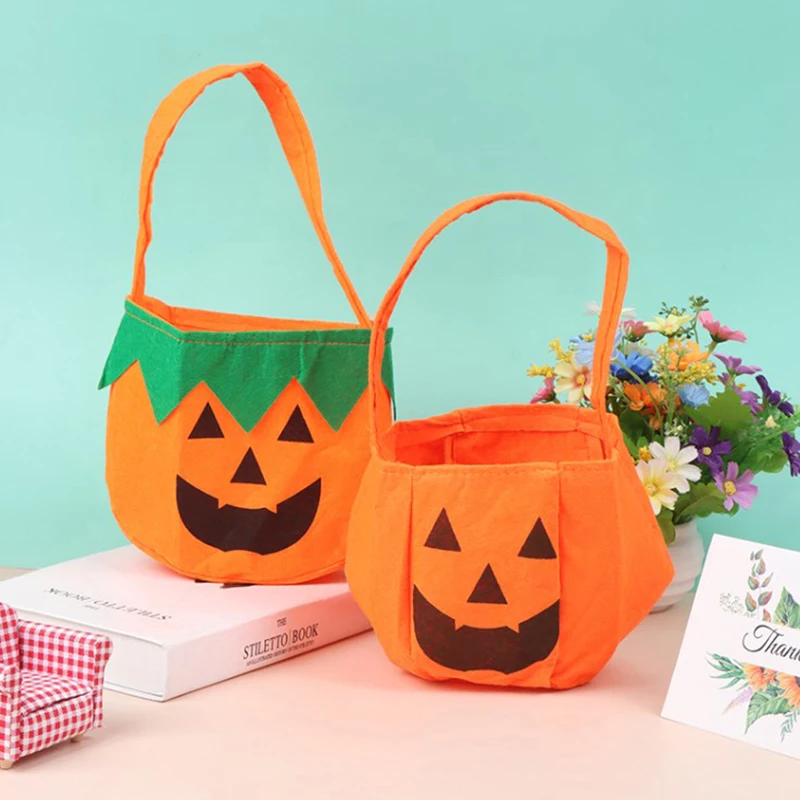 

Halloween Pumpkin Bag Portable Props Basket Non-woven Candy Bag Halloween Party Decoration Props Three-dimensional Pumpkin Bag