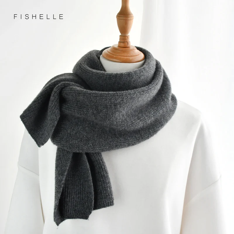 luxury cashmere knitted scarves solid color red gray black women or men winter scarf adults warm thick wool scarf kids children