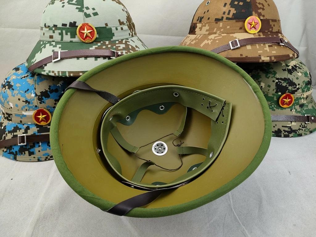 Military Helmet GREEN Reproduction Vietnam War Army Hat NVA Vietcong VC Pith helmet