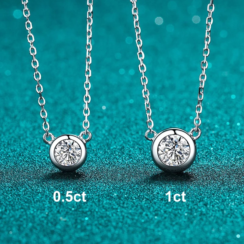 NeeTim 0.5ct 1ct Round D VVS1 Moissanite Necklace for Women Sterling Silver 925 Pendant with Rose Gold Plated Jewelry Certified 2