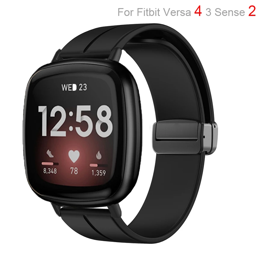 Nuovo Cinturino Magnetico In Silicone Per Fitbit Versa 4 3 Donna Uomo Soft Watch Wristband Loop Per Fitbit Sense 2