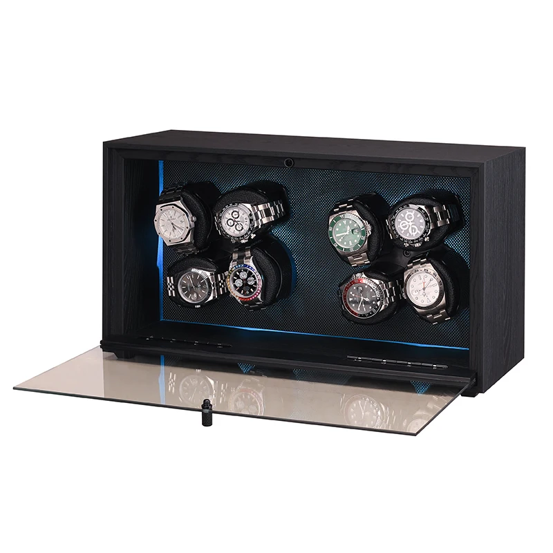 Luxury Automatic Watch Winder Box with 4/8/12 Slots – Black Wood Grain Finish, Ultra-Qu... - SKU LAWW1542 - UGI Packaging
