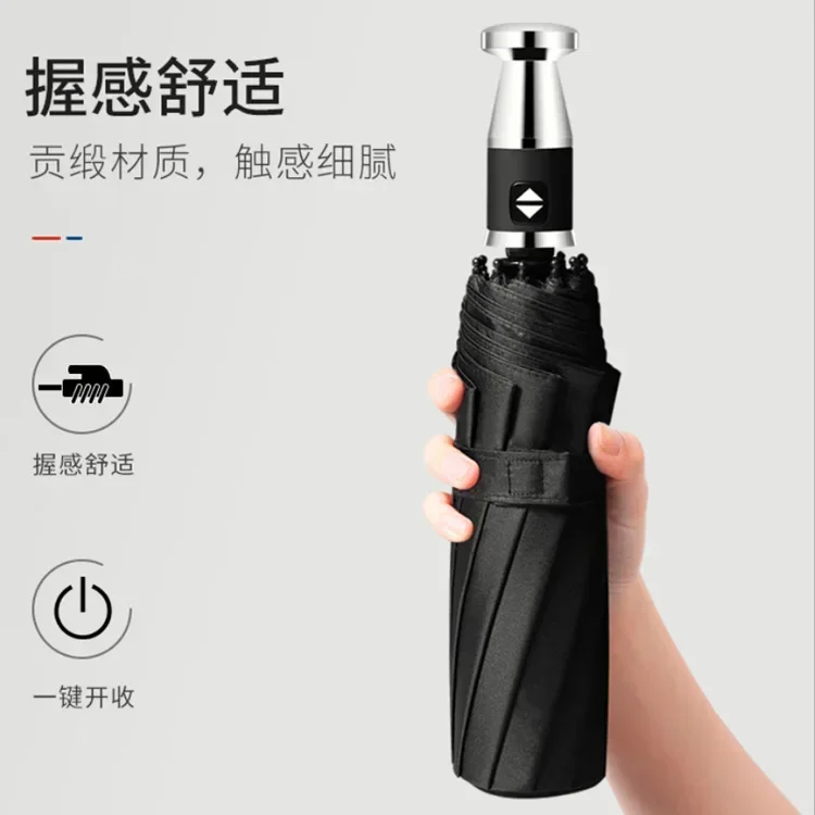 115cm Big Automatic Parasol Windproof Folding Uv Umbrella 3-Stage Portable Solid Resistant Umbrellas for Rain and Sun
