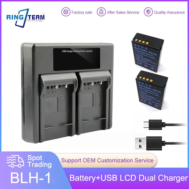 2X Blh-1 Blh1 Batteria E 1X Dual Usb Caricabatteria Per Olympus Fotocamere Digitali Em1 Mark Ii Em1-2 Em1 Mark 2