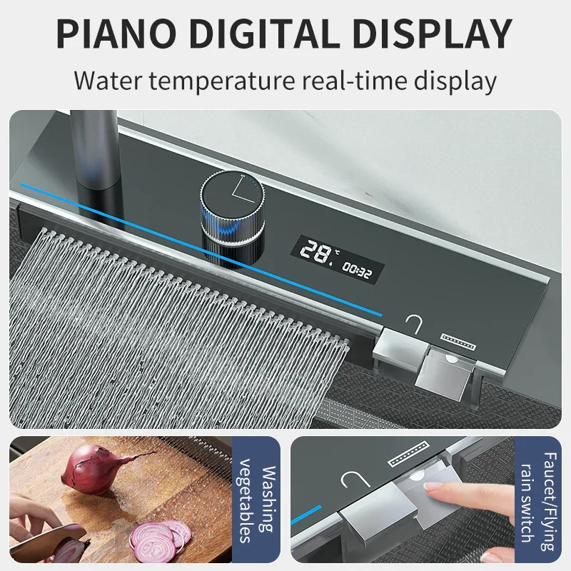 Stainless steel sink for kitchen sink smart black nano waterfall sink multifunction Washbasin large Dishwasher kitchen accessory